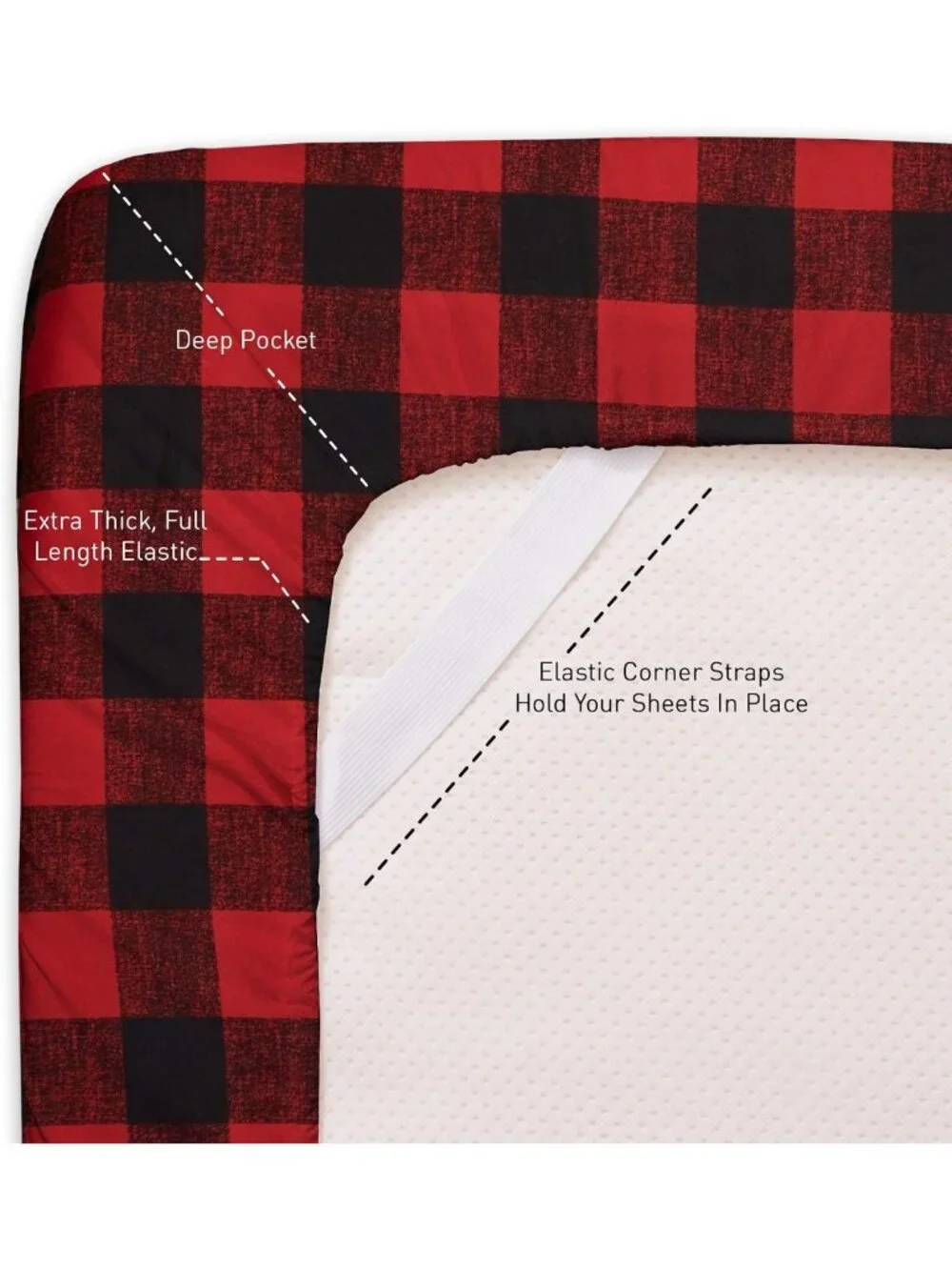Luxury King Size Buffalo Print Sheet Set - Deep Pocket, Wrinkle-Free Bedding
